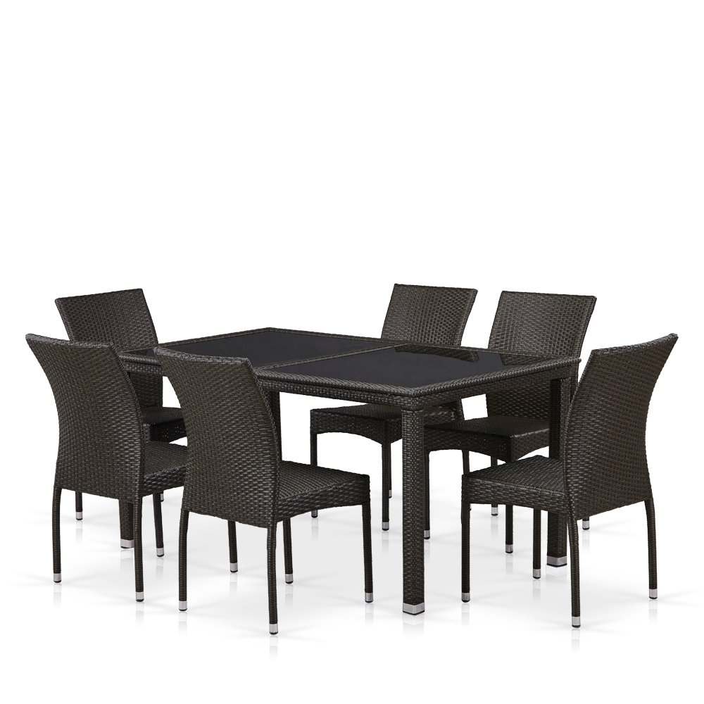 Обеденный комплект плетеной мебели «T246A» Y380A-W53 Brown 6Pcs