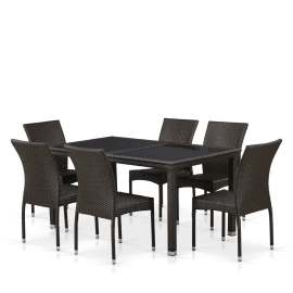 Обеденный комплект плетеной мебели «T246A» Y380A-W53 Brown 6Pcs